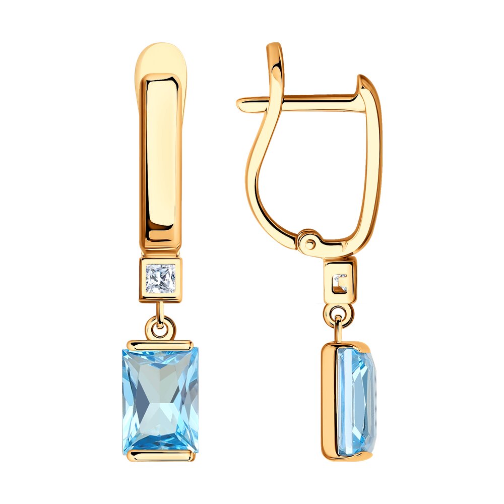 Серьги SOKOLOV из золота с топазами и Swarovski Zirconia