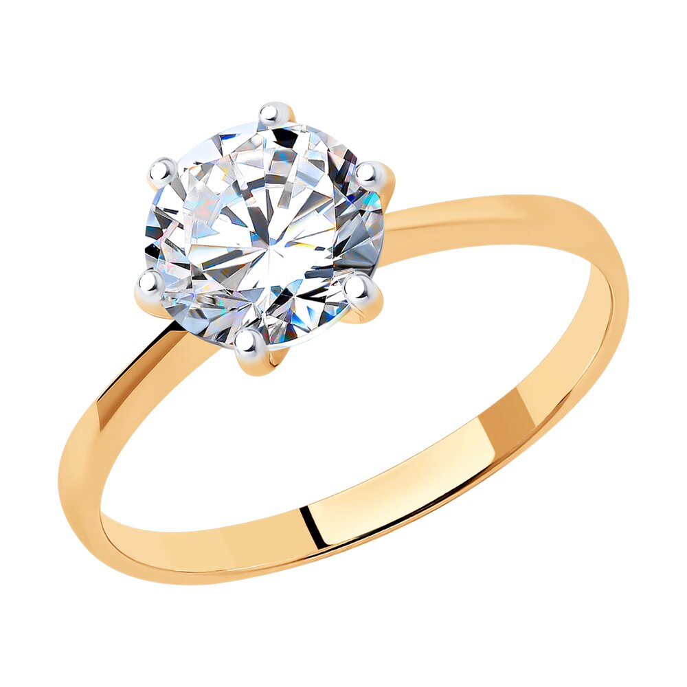 Кольцо SOKOLOV из золочёного серебра со Swarovski Zirconia