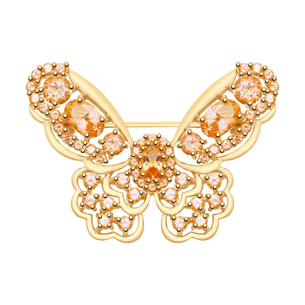 Брошь SOKOLOV из золота с топазами Swarovski