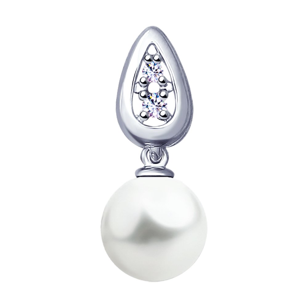 Подвеска SOKOLOV из серебра с жемчугом Swarovski и фианитами