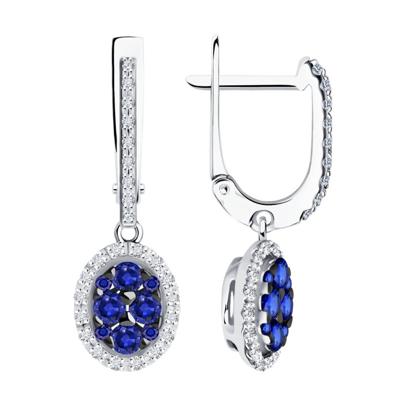 Серьги SOKOLOV из белого золота с бриллиантами и сапфирами