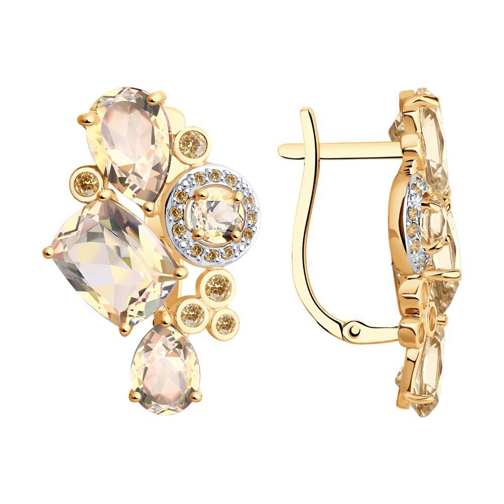 Серьги SOKOLOV из золота с топазами Swarovski и жёлтыми Swarovski Zirconia