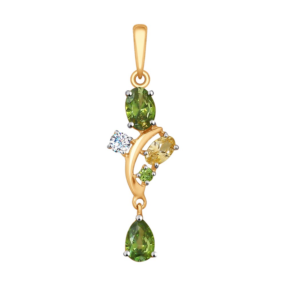 Подвеска SOKOLOV из золота с бесцветным и жёлтым Swarovski Zirconia