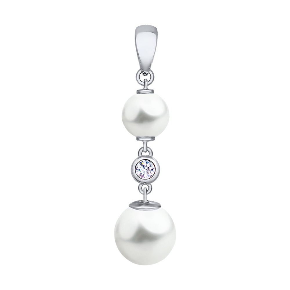 Подвеска SOKOLOV из серебра с жемчугом, жемчугом Swarovski и фианитом