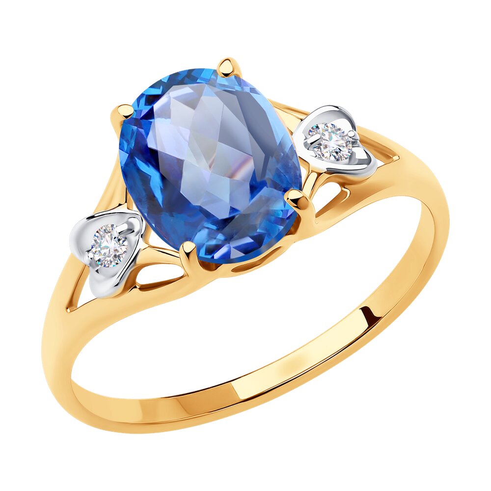 Кольцо SOKOLOV из золота с топазом Swarovski и фианитами Swarovski