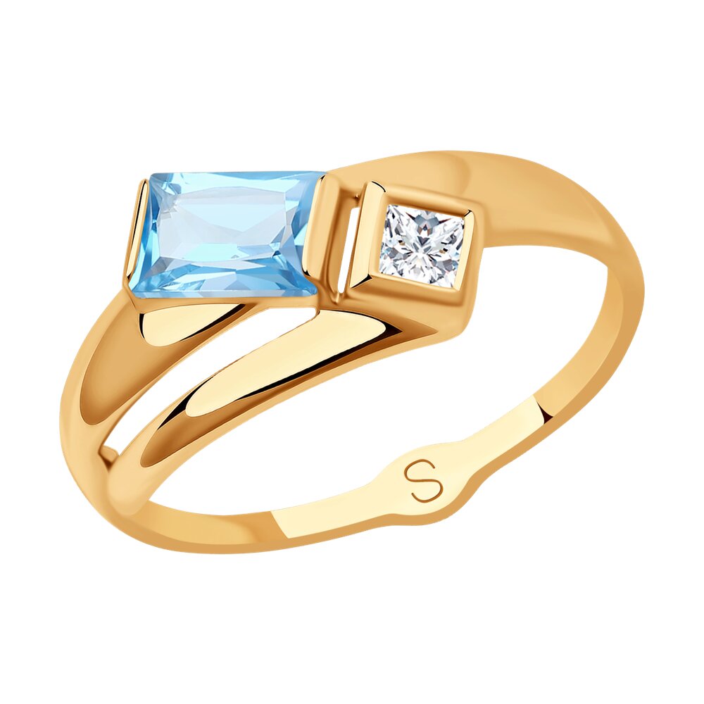 Кольцо SOKOLOV из золота с топазом и Swarovski Zirconia