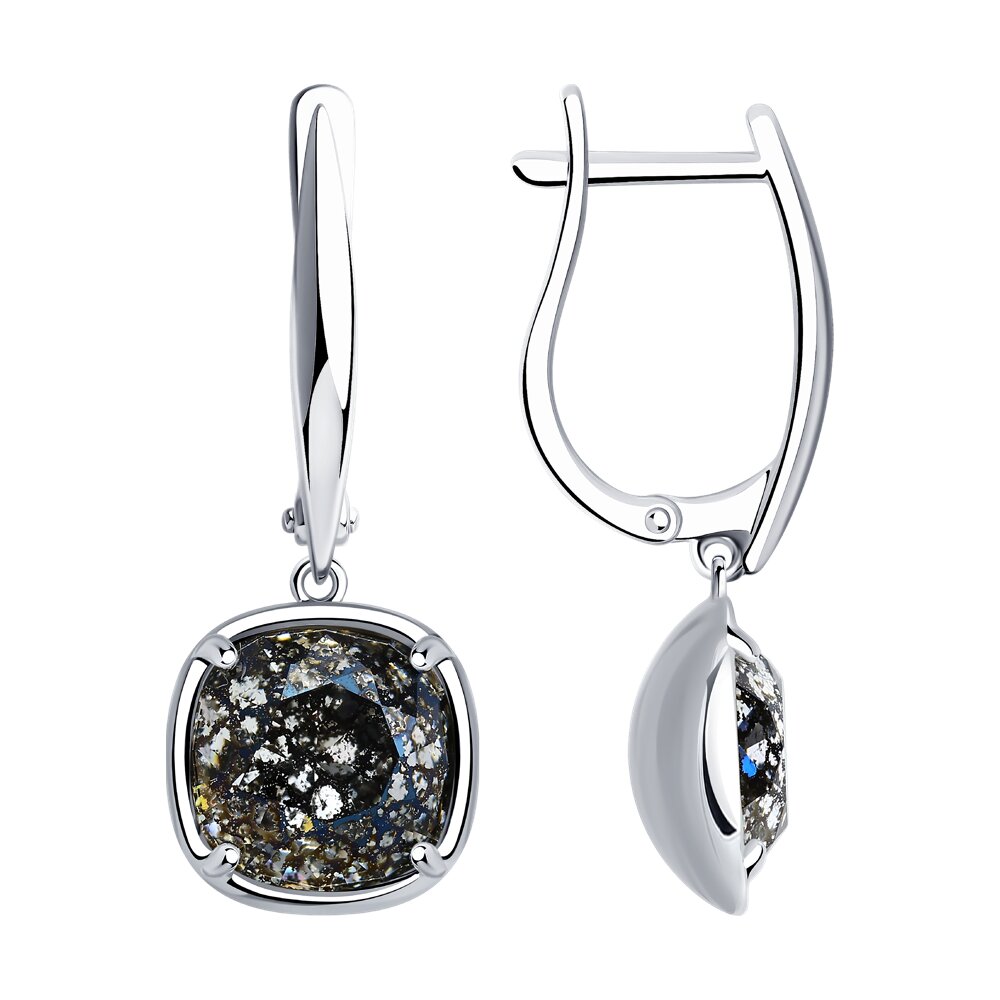 Серьги SOKOLOV из серебра с чёрными кристаллами Swarovski