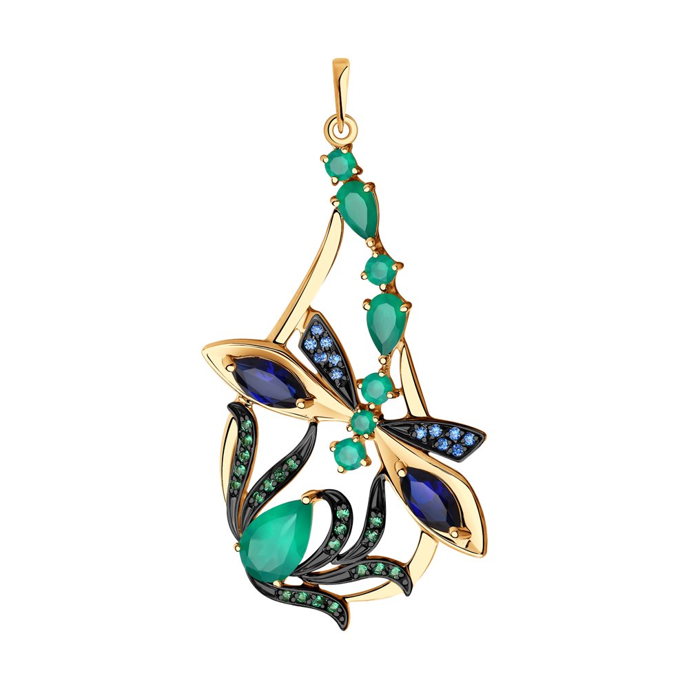 Подвеска SOKOLOV из золота с агатами и корундами