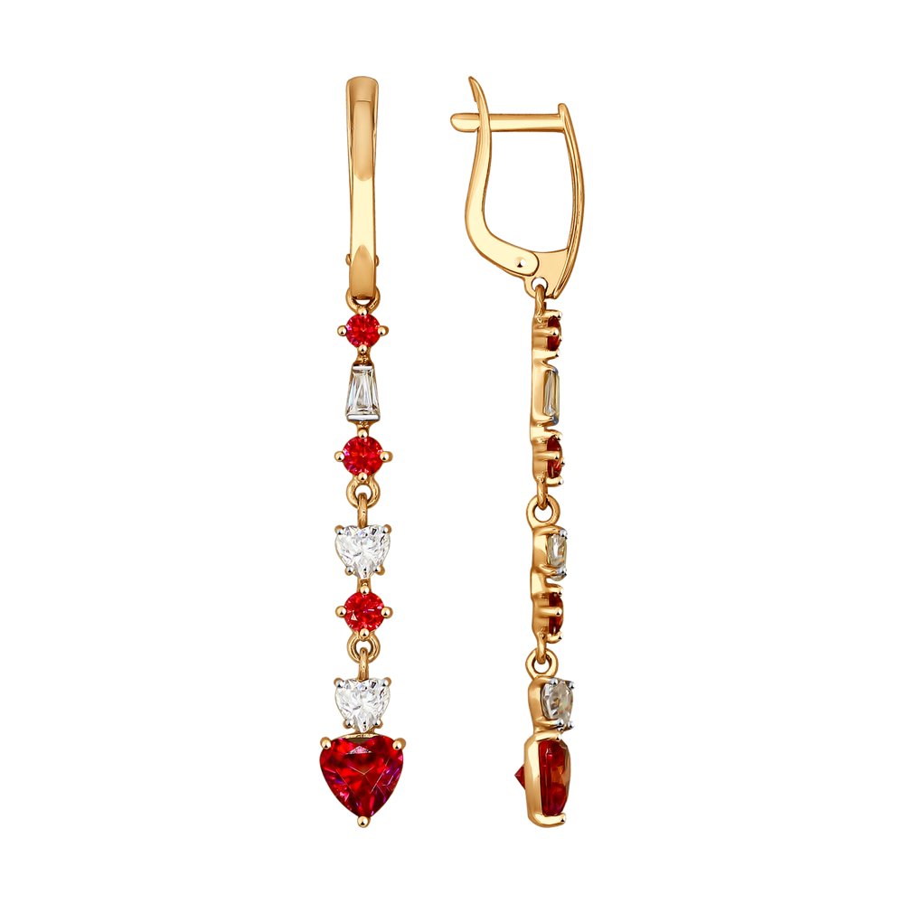 Серьги SOKOLOV из золота с бесцветными и красными Swarovski Zirconia