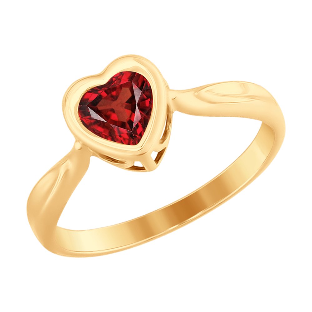 Кольцо с сердечком и фианитом золото 585