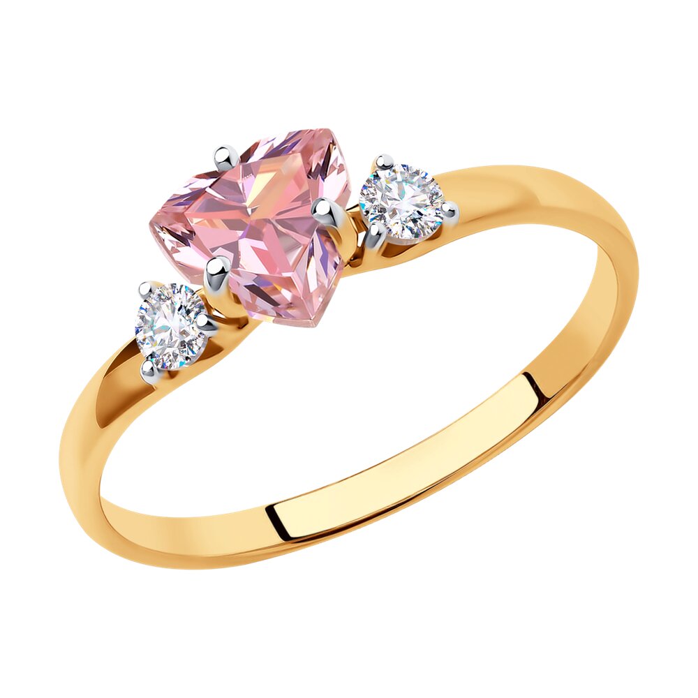 Кольцо SOKOLOV из золота с фианитом Swarovski и фианитами