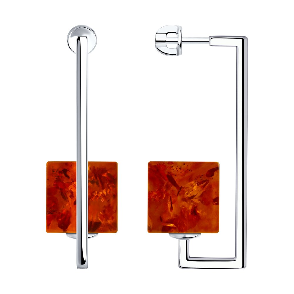 Серьги SOKOLOV из серебра с синтетическими янтарями