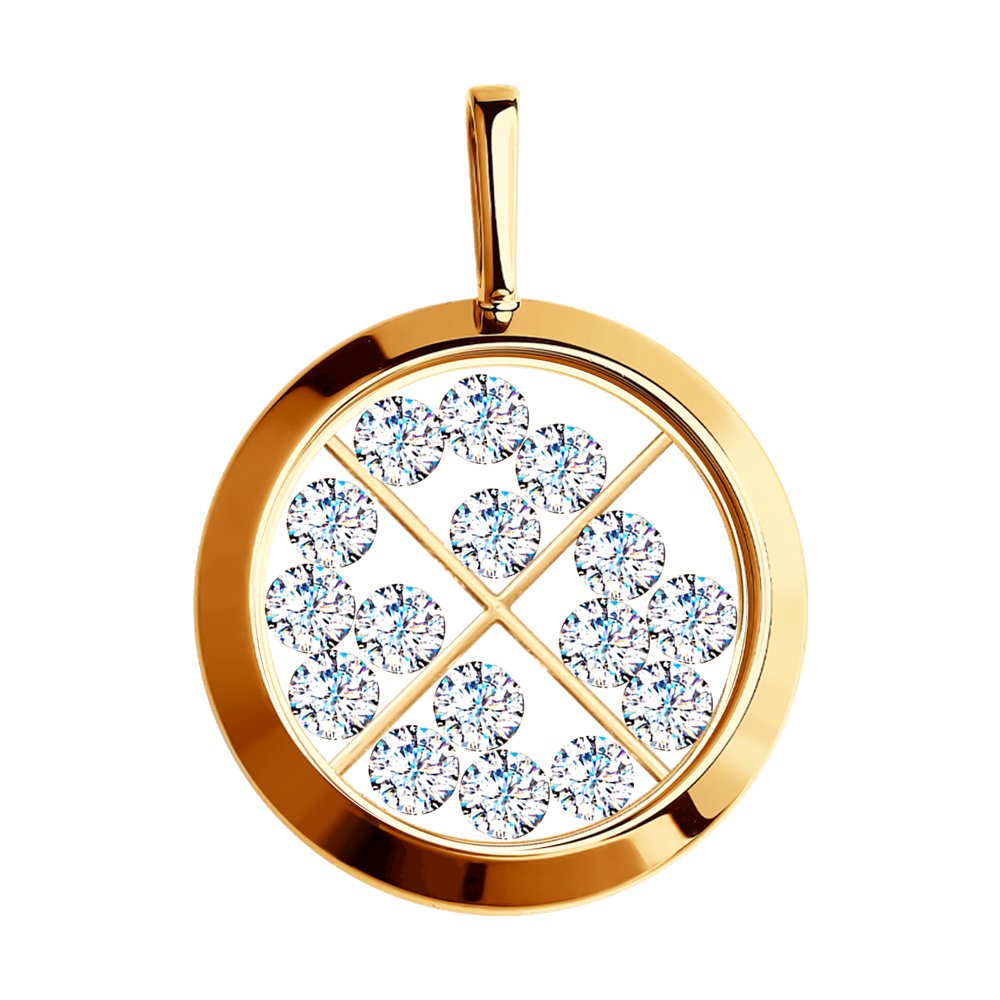 Подвеска SOKOLOV из золота со Swarovski Zirconia и минеральным стеклом
