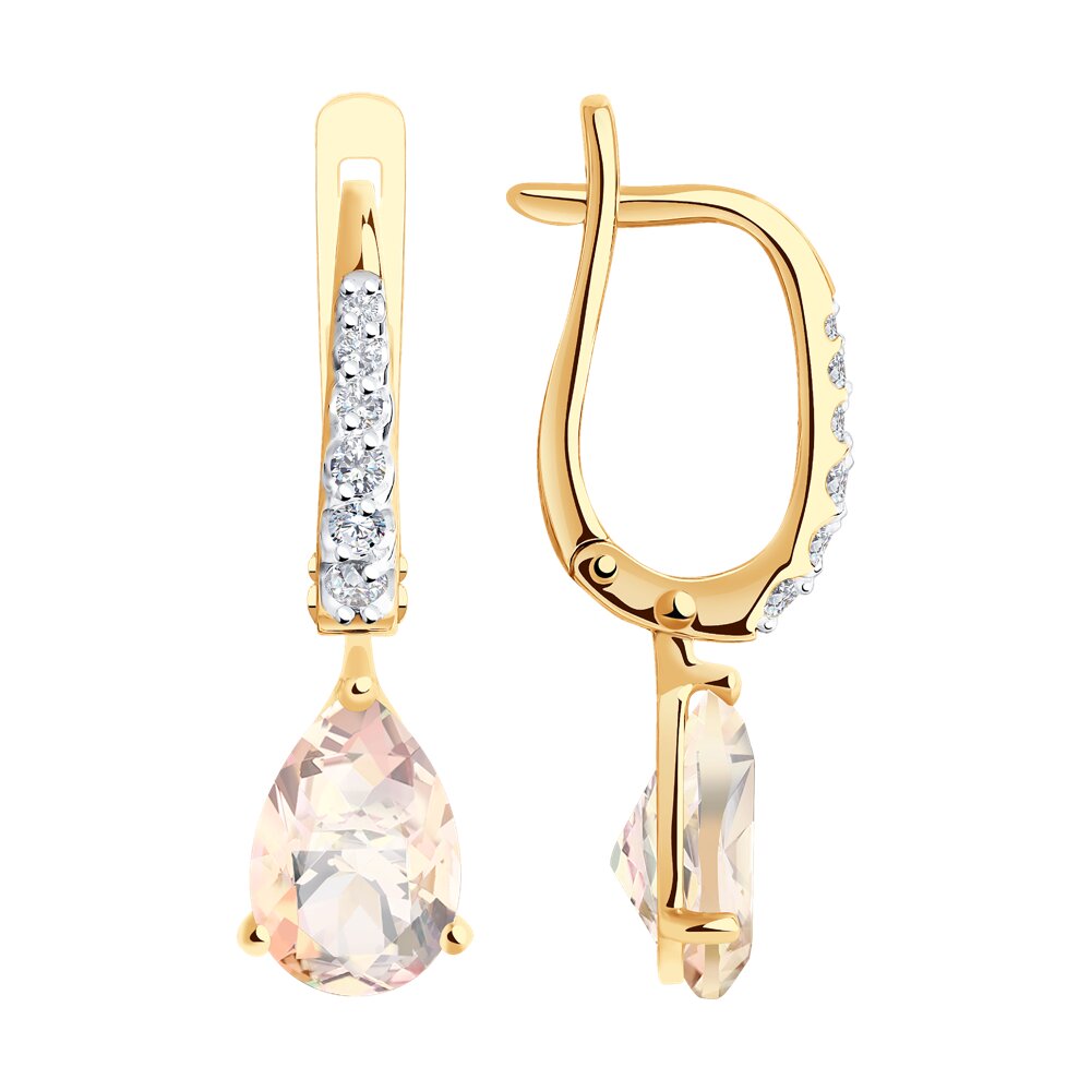 Серьги SOKOLOV из золота с топазами Swarovski и фианитами Swarovski