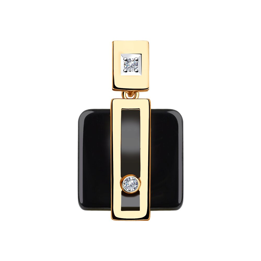 Подвеска SOKOLOV из золота с бриллиантами и чёрной керамикой