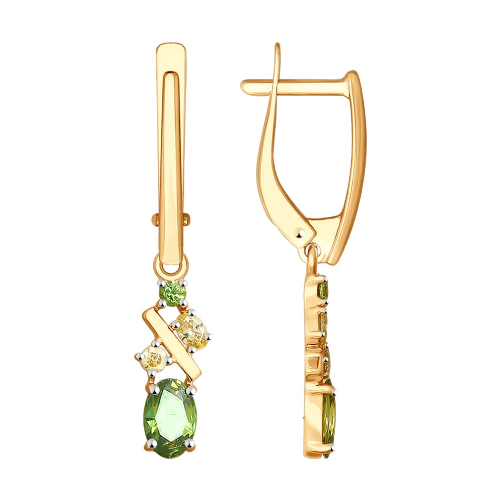 Серьги SOKOLOV из золота с жёлтыми Swarovski Zirconia
