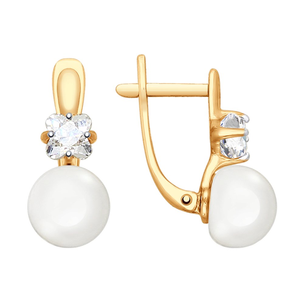 Серьги SOKOLOV из золота с жемчугом и Swarovski Zirconia