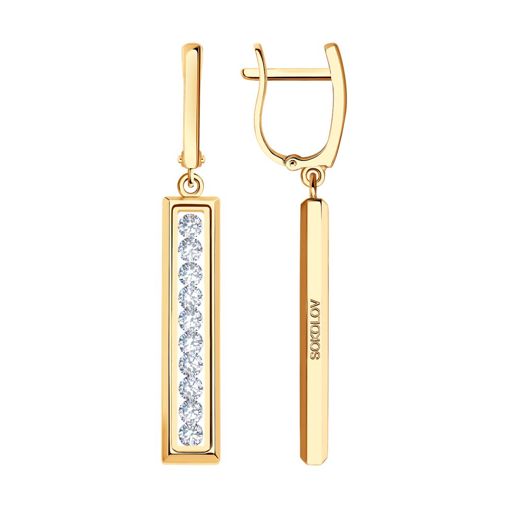 Серьги SOKOLOV из золота со Swarovski Zirconia и минеральным стеклом