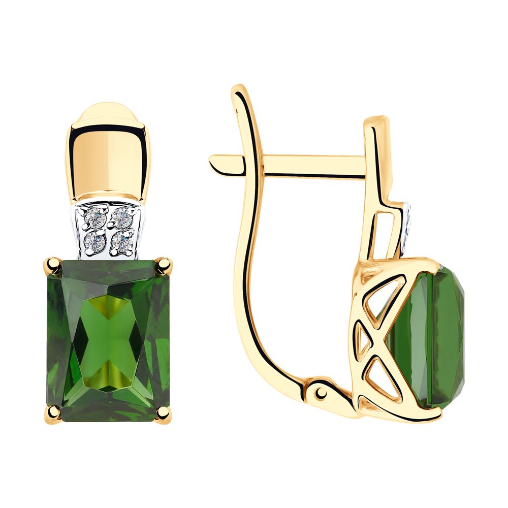 Серьги SOKOLOV из золота с ситаллами турмалин и фианитами