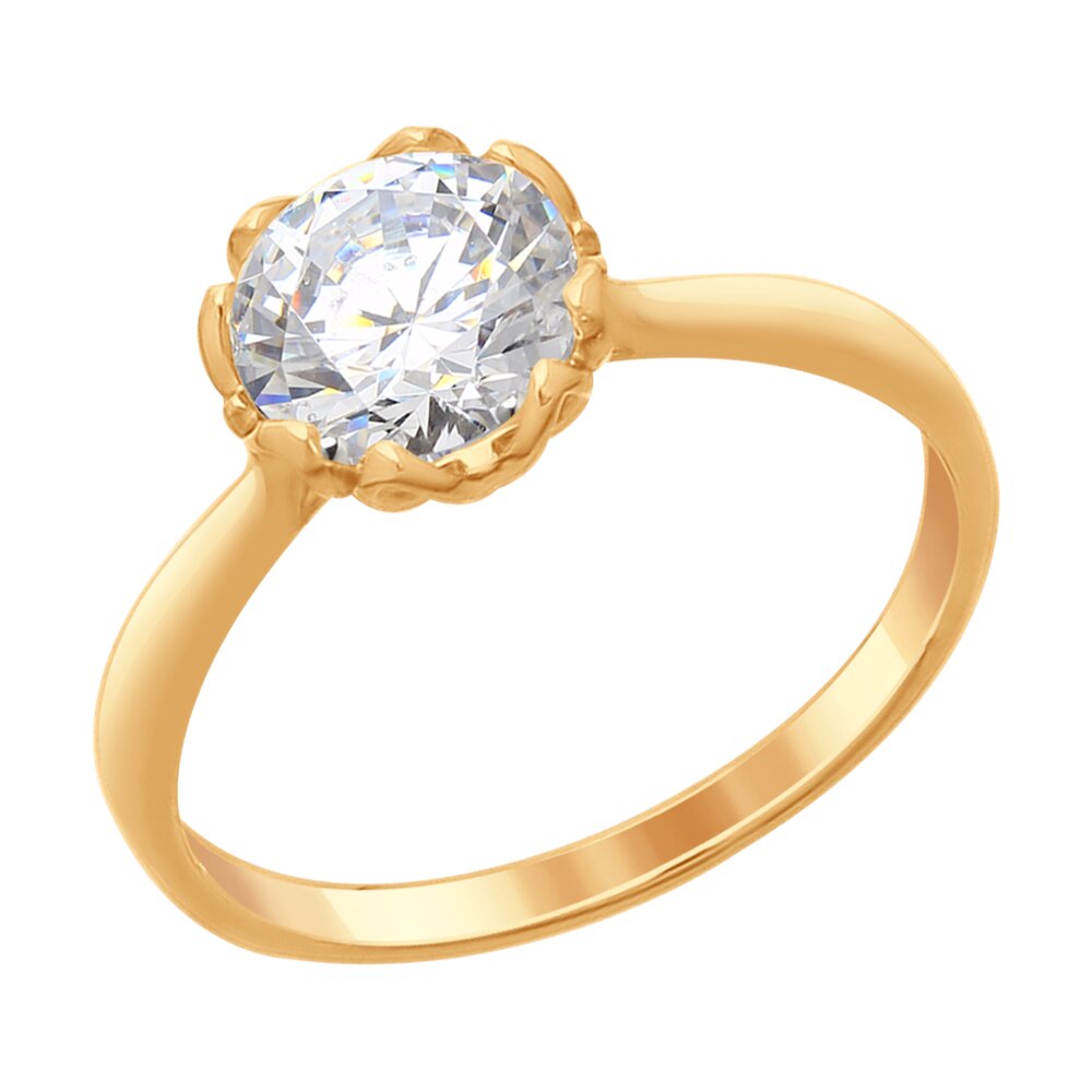 Кольцо SOKOLOV из золочёного серебра со Swarovski Zirconia