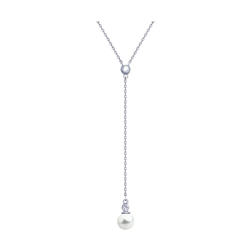 Колье SOKOLOV из серебра с синтетическим жемчугом и фианитом