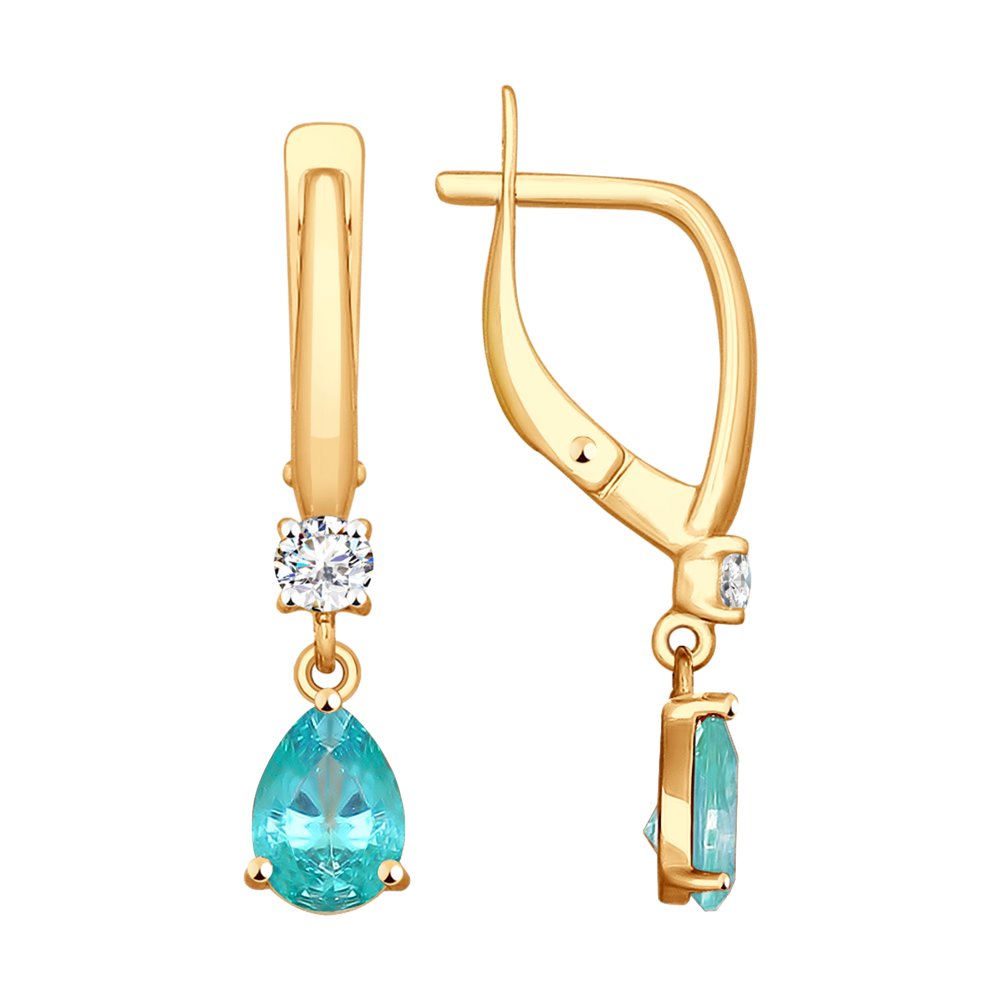 Серьги SOKOLOV из золота с бесцветными и зелеными Swarovski Zirconia