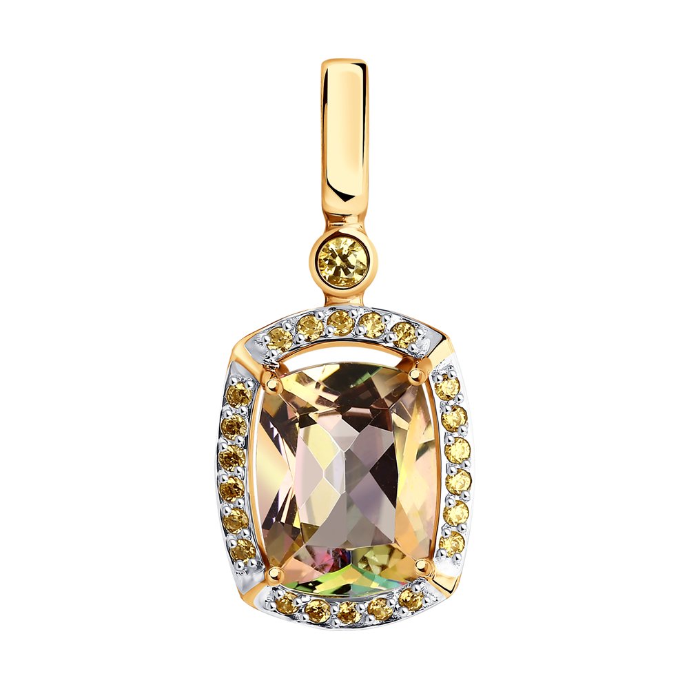 Подвеска SOKOLOV из золота с топазами Swarovski и жёлтыми Swarovski Zirconia