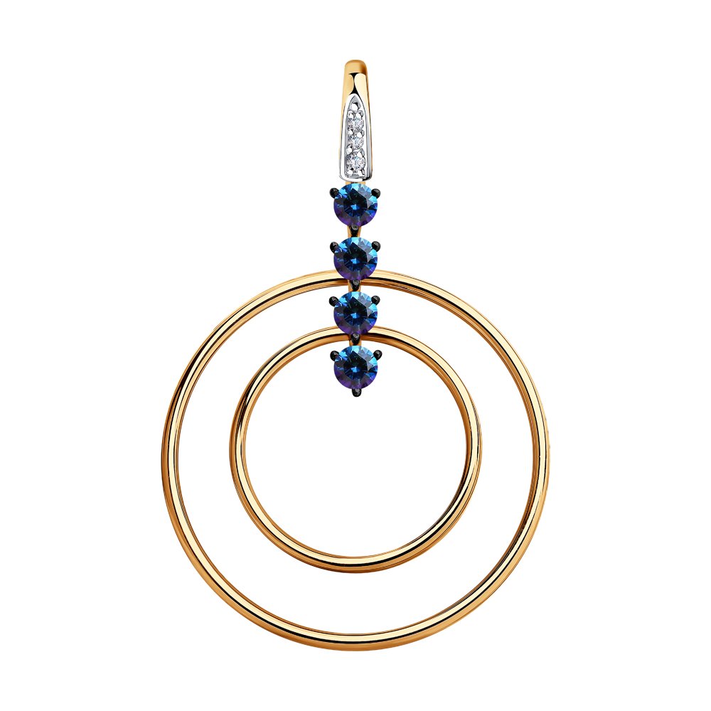 Подвеска SOKOLOV из золота с бесцветными и синими Swarovski Zirconia