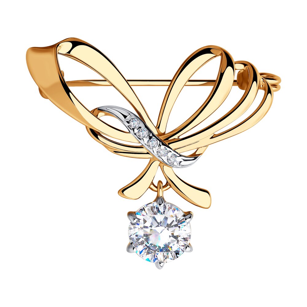 Брошь SOKOLOV из золота со Swarovski Zirconia