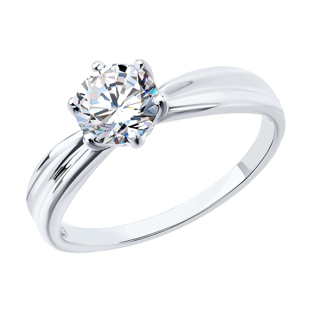Помолвочное кольцо SOKOLOV из белого золота 585 пробы со Swarovski Zirconia