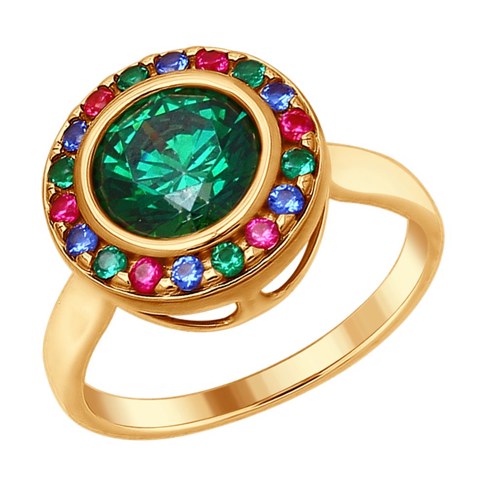 Кольцо SOKOLOV из золочёного серебра со Swarovski Zirconia и фианитами