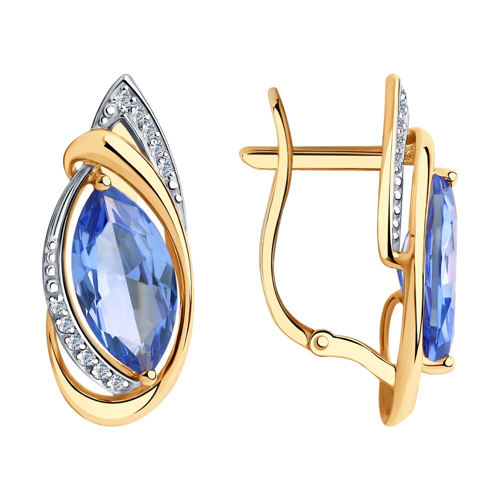 Серьги SOKOLOV из золота с ситаллами и фианитами