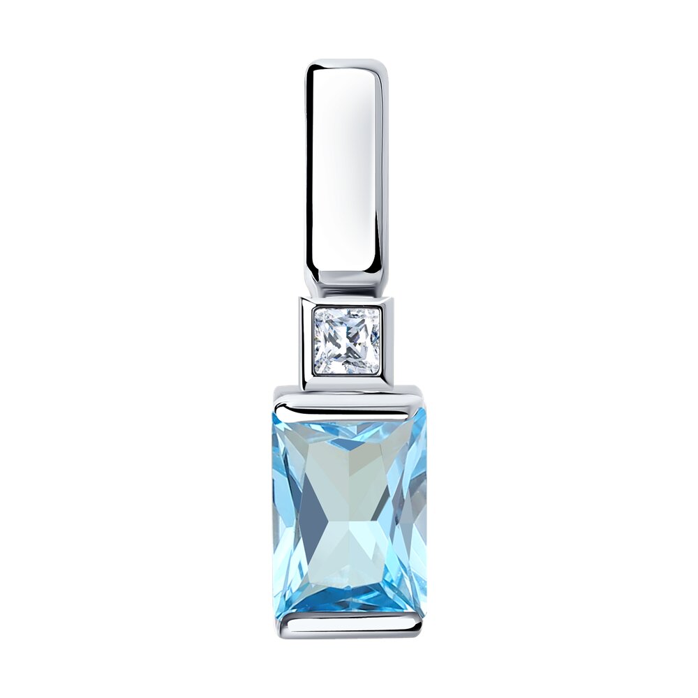 Подвеска SOKOLOV из белого золота с топазом и Swarovski Zirconia