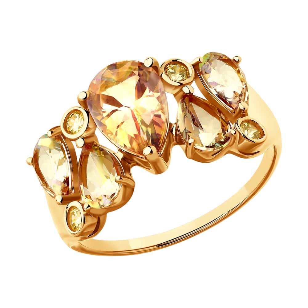 Кольцо SOKOLOV из золота с топазами Swarovski и жёлтыми Swarovski Zirconia