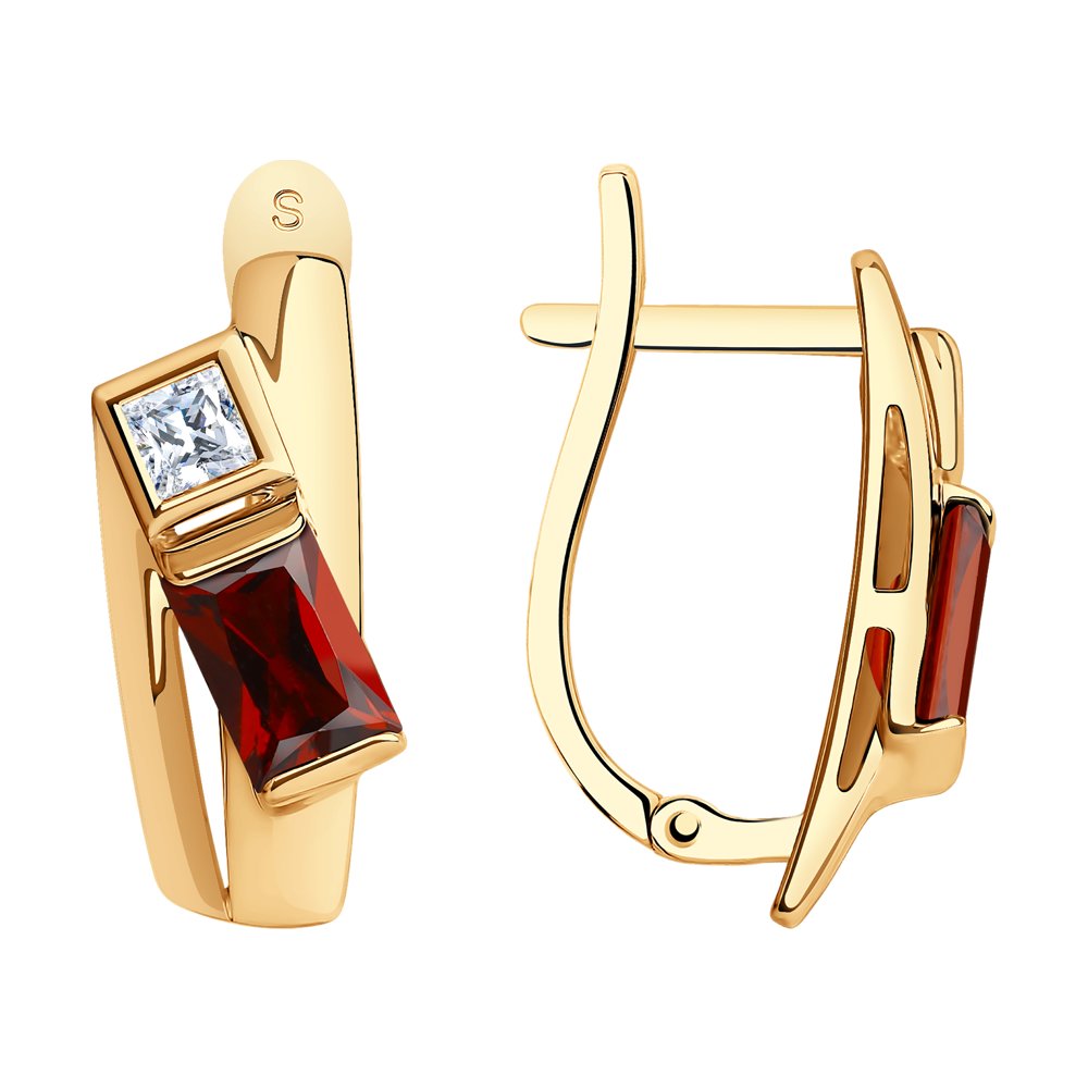 Серьги SOKOLOV из золота с гранатами и Swarovski Zirconia