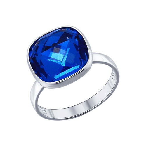 Кольцо SOKOLOV из серебра с синим кристаллом swarovski