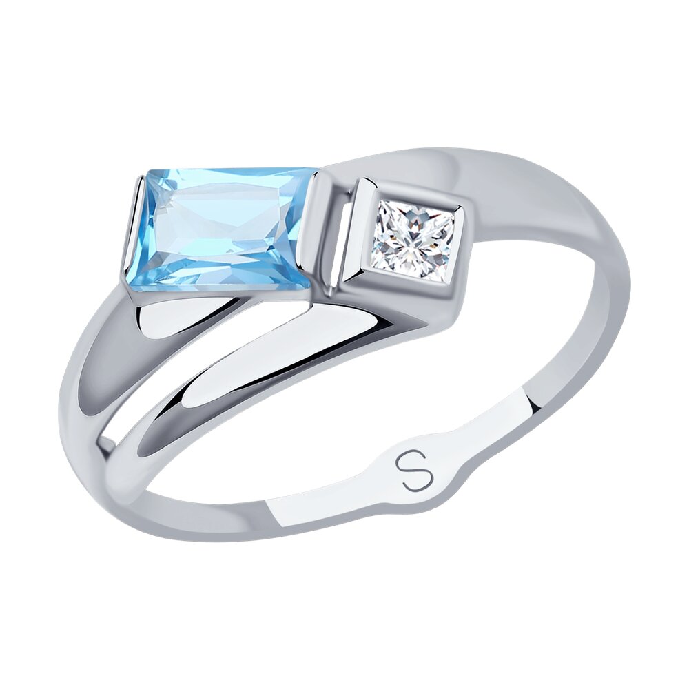 Кольцо SOKOLOV из белого золота с топазом и Swarovski Zirconia