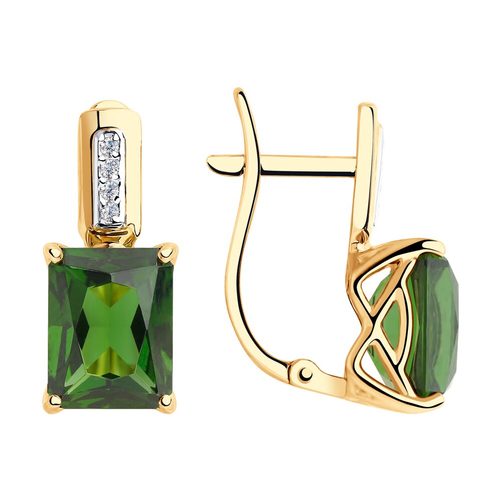 Серьги SOKOLOV из золота с ситаллами турмалин и фианитами