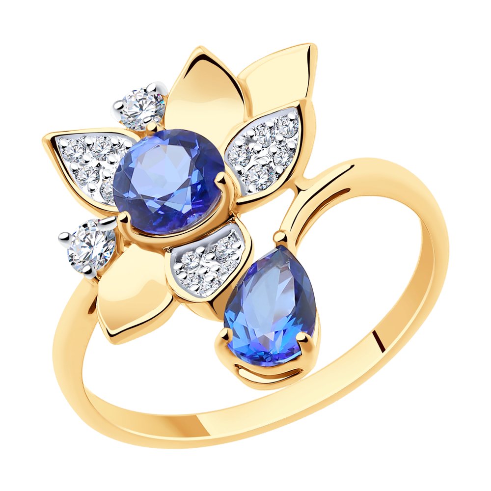Кольцо SOKOLOV из золота с топазами Swarovski и фианитами Swarovski