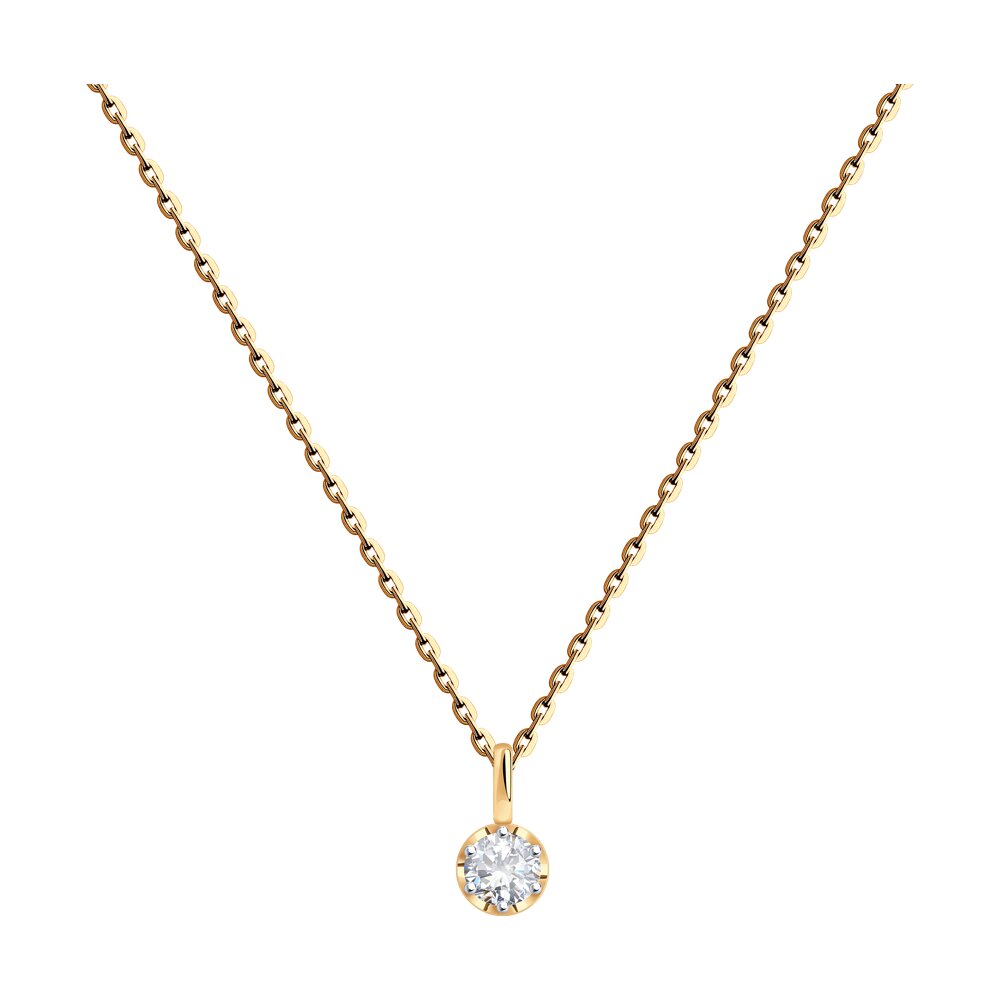 Колье SOKOLOV из золота с родированием с бриллиантом