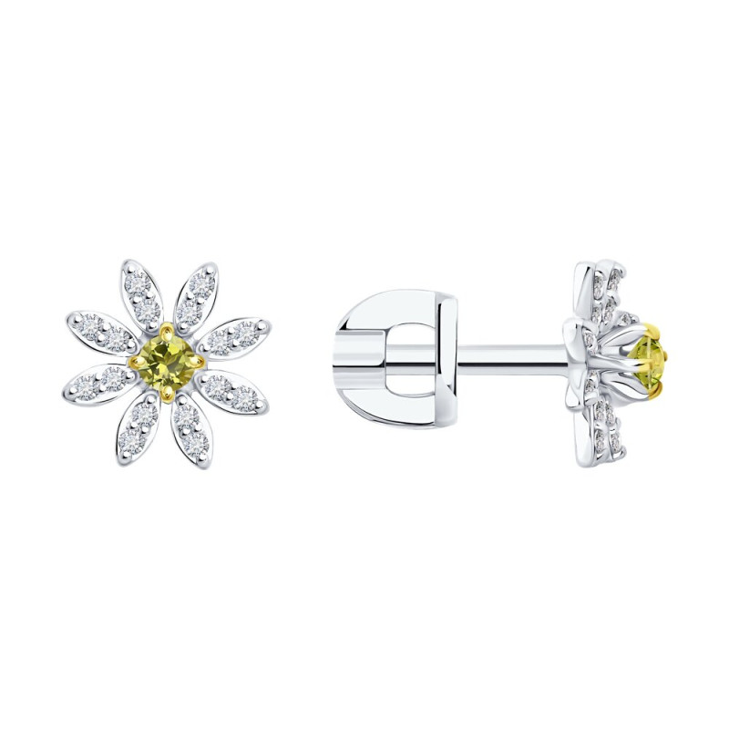 Серьги SOKOLOV из белого золота с бриллиантами и сапфирами