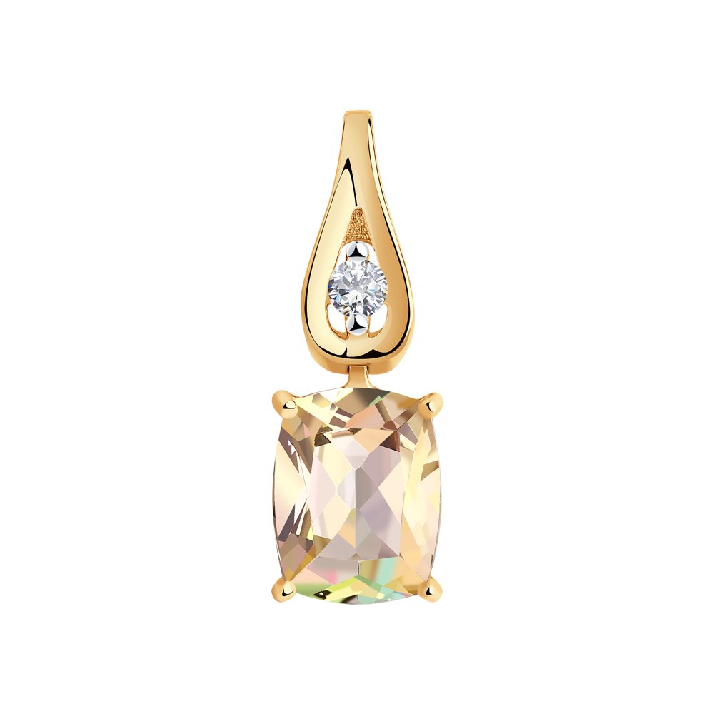Подвеска SOKOLOV из золота с родированием с топазом Swarovski и Swarovski Zirconia