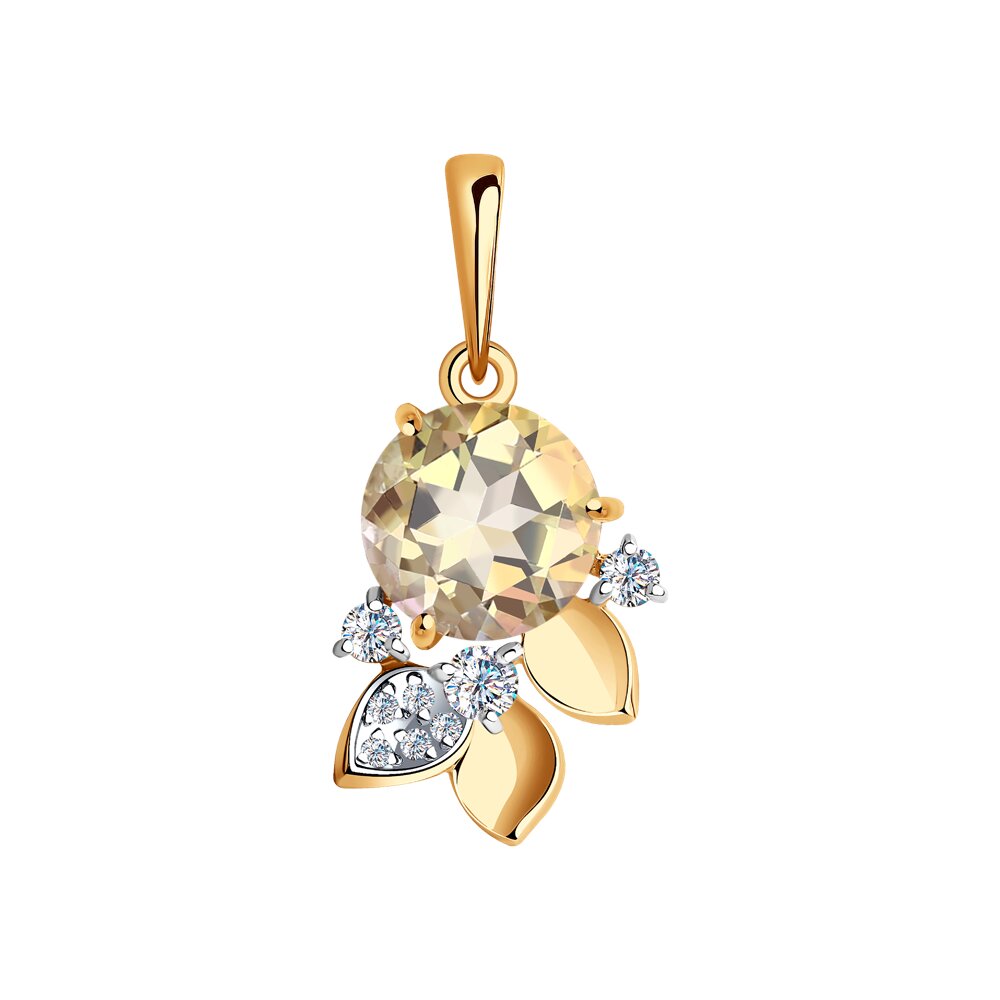 Подвеска SOKOLOV из золота с топазом Swarovski и фианитами Swarovski