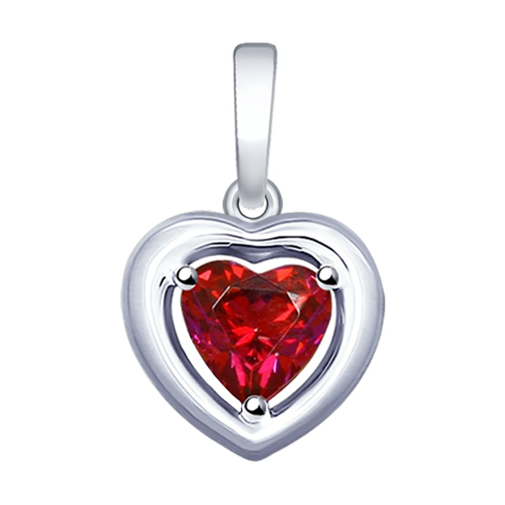 Подвеска SOKOLOV из серебра с красным Swarovski Zirconia в виде сердца