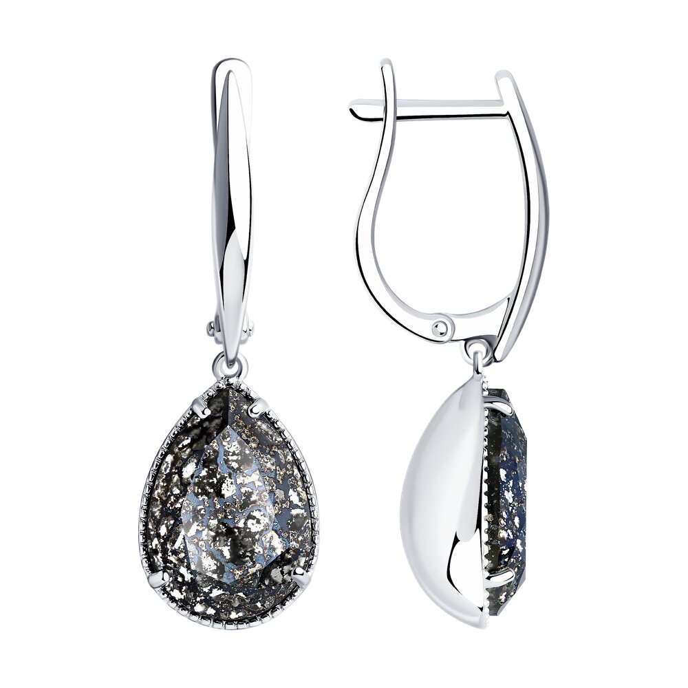 Серьги SOKOLOV из серебра с чёрными кристаллами Swarovski