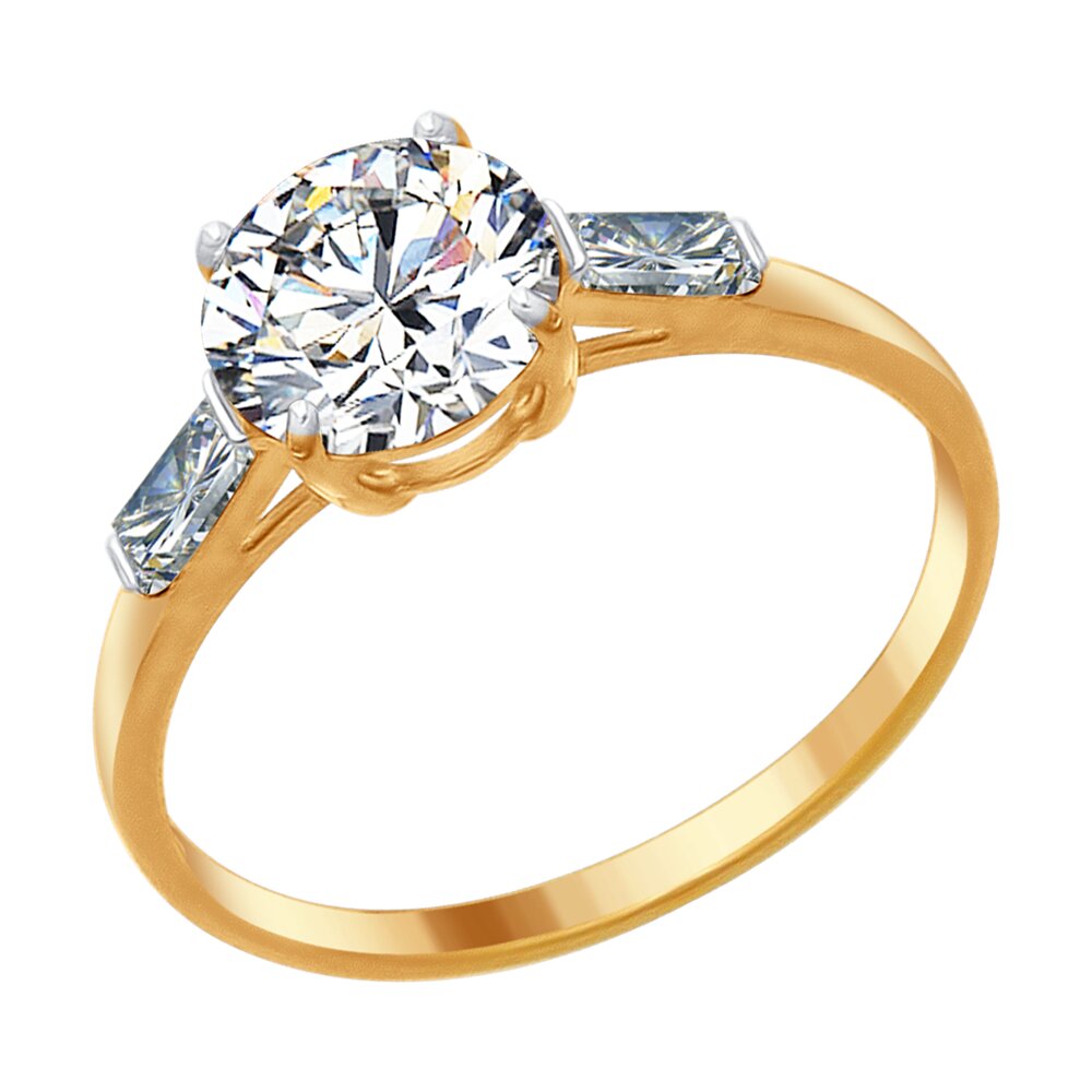 Кольцо SOKOLOV из золочёного серебра со Swarovski Zirconia