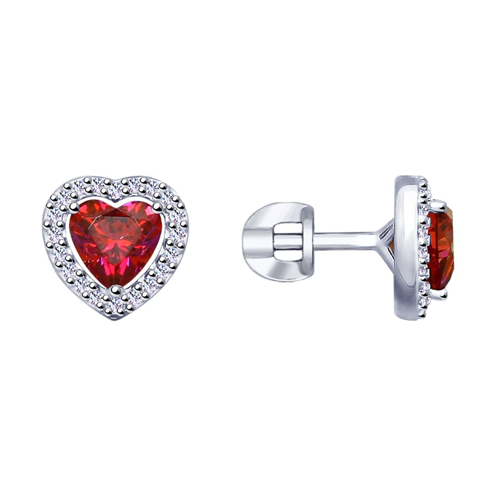 Серьги SOKOLOV из серебра с бесцветными и красными Swarovski Zirconia