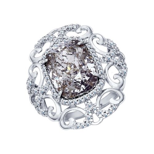 Кольцо SOKOLOV из серебра с кристаллом Swarovski и фианитами