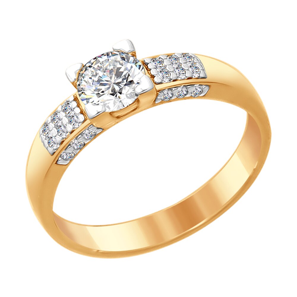 Кольцо SOKOLOV из золочёного серебра со Swarovski Zirconia