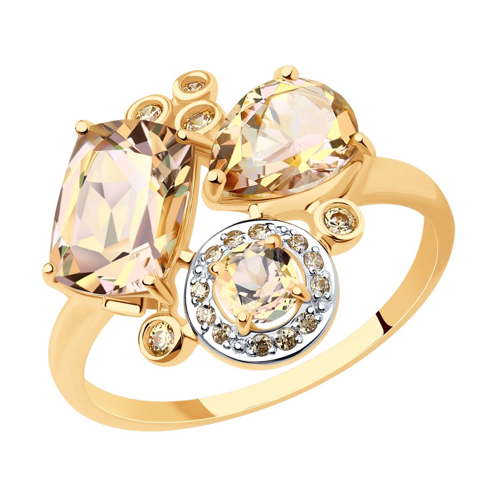 Кольцо SOKOLOV из золота с топазами Swarovski и жёлтыми Swarovski Zirconia